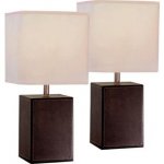 ARGOS! Pair of Leather Look Cube Table Lamps - Brown
