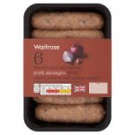 Waitrose 6 British pork sausages with caramelised red onion confit 400g with PYO
