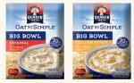Quaker Oat So Simple Big Bowl - Original and Golden Syrup