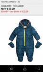 Baker by Ted Baker Baby boys' dark green snowsuit with mittens |