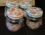 Vintage floral retro glass cliptop jars x2