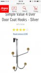 Over door coat hook