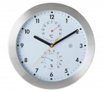 Habitat 30cm white faced weather clock with stainless steel frame