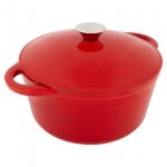 Waitrose red round cast iron 4 litre lidded casserole dish