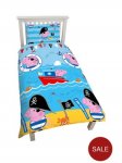 Peppa Pig Pirate Reversible Single Size Duvet Cover And Pillowcase Set C&C