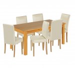 HOME Lanark Dining Table and 6 Chairs - Solid Pine/Cream