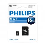 Philips Micro SD SDHC Memory Card CLASS 10 with Full Size SD Adapter - 16GB