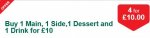 Meal Deal For Two - MORRISONS The Best - Main +Side + Dessert + Drink (Wine, Juice or Coffee)
