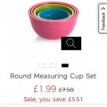 M & S colourful measuring cup set