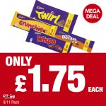 Cadbury Crunchie 9pk / Twirl 11pk / Wispa 9pk / Double Decker 9pk