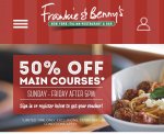 Frankie and Bennys Mains Sun - Fri after 5pm