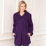 Purple Short Maternity Swing Coat