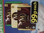 Magnum 4 Pack (Classic, White, Mint) 99p at Farmfoods! 