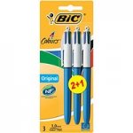 BIC 4 Colours Original Ballpoint Pen - Assorted Colours, Pack of 3