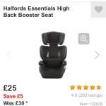Halfords child's booster seat