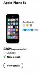 iPhone 5s 16gb = £269.00 32gb = £329 SIM free Unlocked In Grey, Silver, Gold @ giffgaff