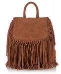 Womens Superdry Premium Suede Neo Nomad Fringed Backpack in Black or Tan Del