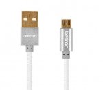 Betron Nylon Braided Reinforced Tangle Free USB to Micro USB Cable with Gold-Plated Connectors for Android, Samsung, HTC, Nokia, Sony and More (Silver)
