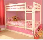 Girls Slide Storage White Wooden Bunk Bed with Pink Sliding Doors