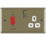 Masterplug Dual Pole Cooker Switch and Socket - Pearl Nickel