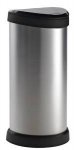 Curver 177729 Metal Effect One Touch Deco Bin, 40 L - Silver
