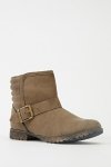 Buckle Side Chocolate Ankle Boots (Also in Black) using code