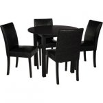 Elmdon Black Circular Dining Table and 4 Black Chairs