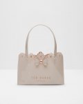 TED BAKER SARCON Scalloped edge shopper bag in Straw