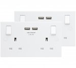 BG 13A Double Socket with 2 USB Ports (2.1A) – Twin Pack
