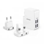 Anker 4-Port USB Wall Charger with Interchangeable UK and EU Plugs