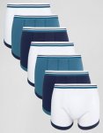 ASOS Trunks With Stripe Waistband & Contrast Binding 7 Pack