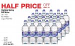 Highland spring still 20/75cl half price £3.70 @ Costco Warehouse