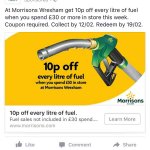 10p off a litre of fuel when you spend £30 or more at Wrexham and Guiseley