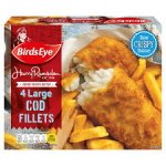 4 large harry ramsden cod fillets