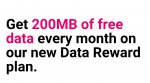 Three Data reward Sim, 200Mb free data every month, no topup required