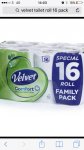 16 rolls of velvet toilet roll