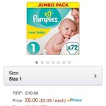 Pampers newborn size 1 72 in a pack