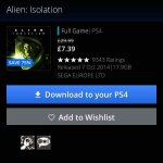 Alien isolation PS4 on the ps store