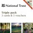 3 packs National trust gift cards with tea vouchers