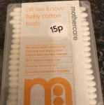 Mothercare pack of baby cotton buds 15p instore