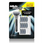 Gillette Mach 3 razor with 12 blades 11+1). at Amazon or &pound;9.50 with subscribe and save. Delivery is extra if order under &pound;20