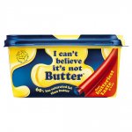 2 tubs of 'i can't believe it's not butter' 400g plus 25% free = 500g tubs 2 for £1 @ heron foods £0.50
