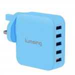 Lumsing Quick Charge 2.0 Multi-Port USB Multiple Mains Charger Wall Charger,40W Charging Station Dock, 1 Port QC2.0 + 4 Port with Smart IC Technology + FREE Car Charger by Bifrost UK