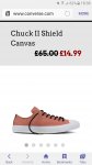 Converse chuck ll pink blush less than half price £14.99