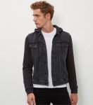 New Look Men's Jersey Sleeve Denim Jacket