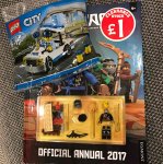 Smyths toys, Lego annual 80p books comes with a Lego ninjago minifig and a free Lego city poly bag! all