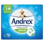 Andrex Classic White Compressed Toilet Roll Tissue Paper - 16 Rolls