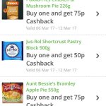 Pukka chicken and mushroom pie - 25p after cashback/ Aunt Bessie's Apple pie - 25p after cashback