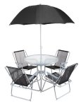 Hectare Mallory 4 Seater Textilene Garden Furniture Set with Parasol