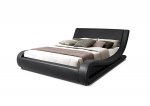 Otto-Garrison Branded and Designed Modern Italian Designer Faux Leather Double Bed - Black